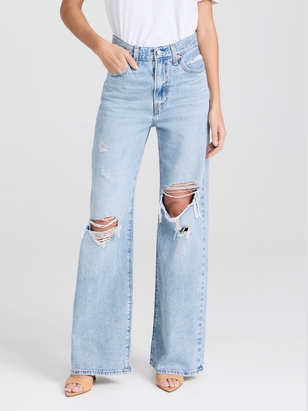 Levi's Premium ribcage wide leg Distressed Jeans